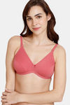Zivame Beautiful Basics Double Layered Non Wired 3/4th Coverage Backless Bra - Mineral Red — thumbnail 3